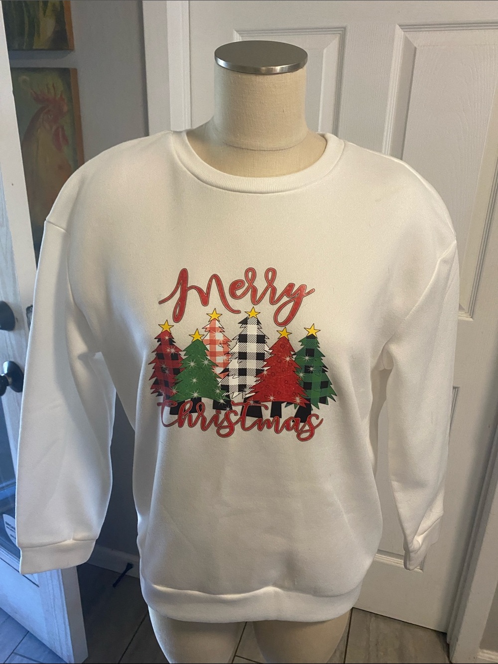 Merry Christmas Graphic Sweatshirt - White womens